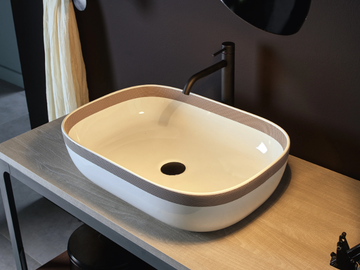 GLAM SFERE FASCIA - Countertop rectangular ceramic washbasin by Scarabeo Ceramiche - view 2